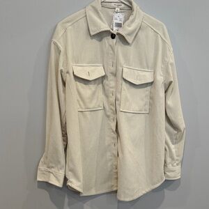 Women’s Cream Lightweight Corduroy Button-Up Shirt Small NWT